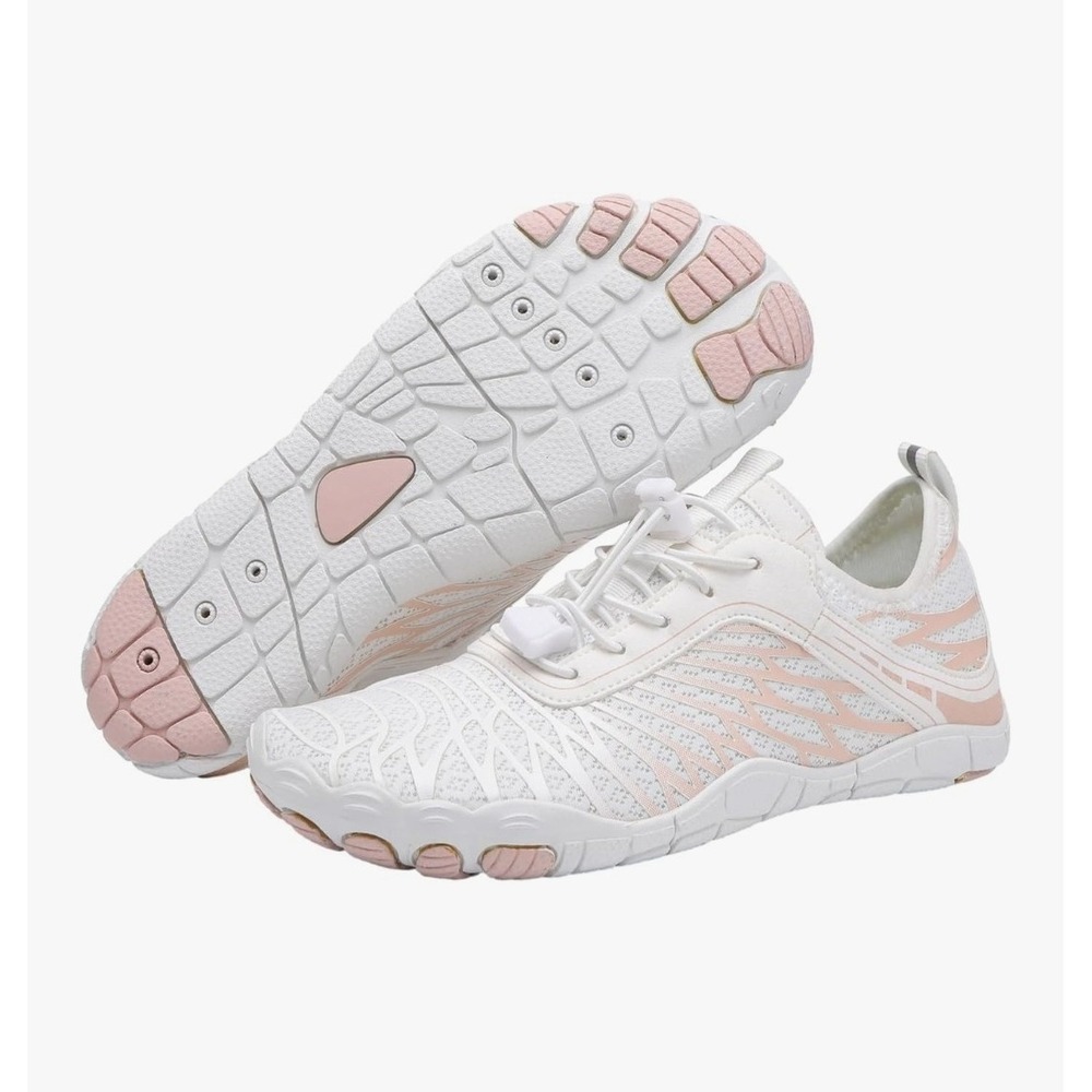 Unisex White & Pink Barefoot Water Shoes Size EU 44 Women's 13, Men 11 Anti-slip